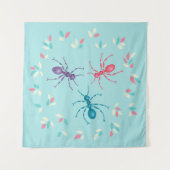 Tenture Petites Fourmis Et Feuilles Dans Les Tons Pastel A (Devant (Horizontal))