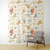 Tenture Petits Dinosaures Beige Neutre Tons (En situation)