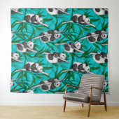 Tenture Petits panda turquoise (En situation (horizontale))