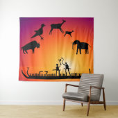 Tenture Petroglyphes préhistoriques Viking Ship (En situation (horizontale))