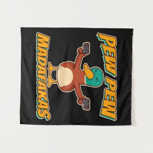 Tenture Pew Pew Duck | Plaid Lancer Motif pour Canard Coue (Devant (Horizontal))