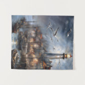 Tenture Phare côtier à Twilight Art nautique (Devant (Horizontal))