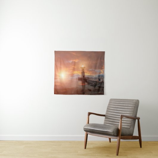 Tenture Phare dans le coucher du soleil (En situation (horizontale))