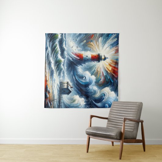 Tenture Phare dans l'enceinte de la tempête : une expressi (En situation (horizontale))