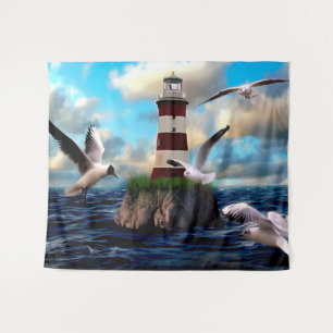 Tenture Phare et oiseaux