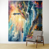 Tenture Phare Jardin floral sur la mer (En situation)