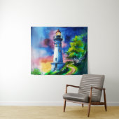 Tenture Phare sous ciel étoilé (En situation (horizontale))