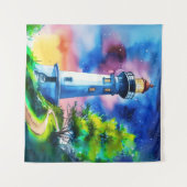 Tenture Phare sous un ciel étoilé (Devant (Horizontal))