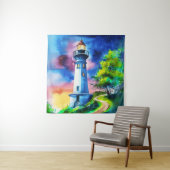 Tenture Phare sous un ciel étoilé (En situation)