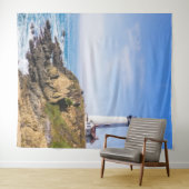 Tenture Phare sur la colline bleu ciel blanc océan (En situation (horizontale))