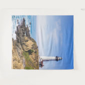 Tenture Phare sur la colline bleu ciel blanc océan (Devant (Horizontal))