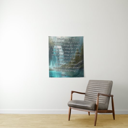 Tenture Phil 4:8 sm Tapestry (En situation)