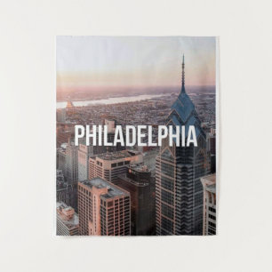 Tenture Philadelphie Skyline Vue aérienne Typographie Urba