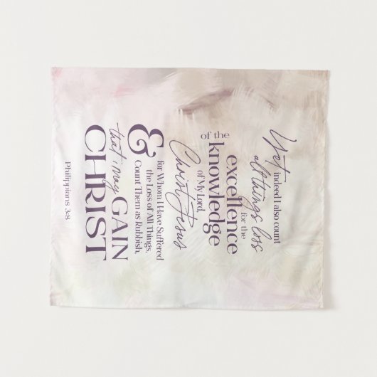 Tenture Philippiens 3:8 "GAIN CHRIST" Mur d'écriture (Devant (Horizontal))