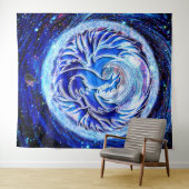 Tenture Phoenix bleu (En situation (horizontale))