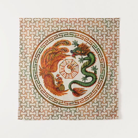 Tenture Phoenix et Dragon avec bagua #3 (Devant)