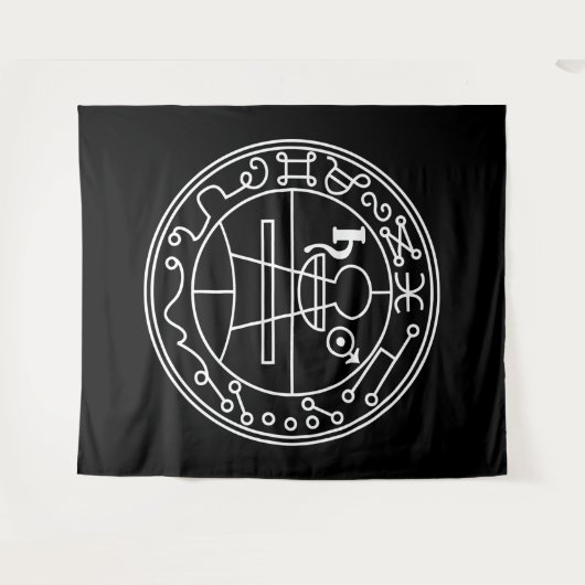 Tenture Phoque Goétia blanc de Salomon sur noir (Devant (Horizontal))
