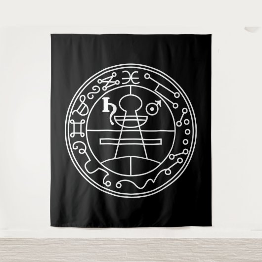 Tenture Phoque Goétia blanc de Salomon sur noir (Devant)