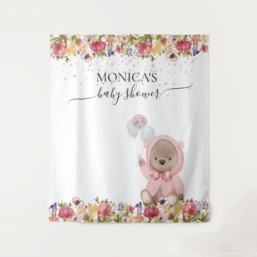 Tenture Photo Baby shower Pink Teddy Bear (Devant)