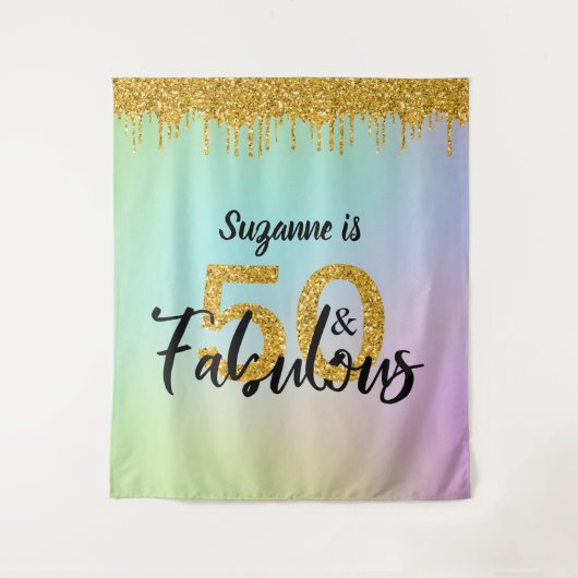 Tenture Photo Backdrop Booth 50 et Fabulous Party Gold (Devant)