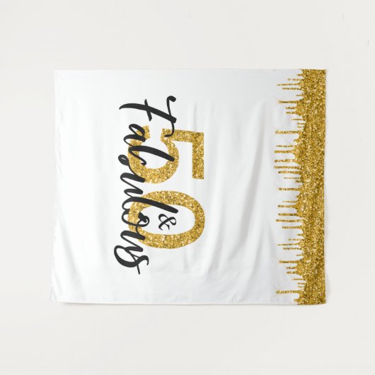 Tenture Photo Backdrop Booth 50 et Fabulous Party Gold (Devant (Horizontal))