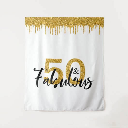 Tenture Photo Backdrop Booth 50 et Fabulous Party Gold (Devant)