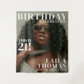 Tenture Photo Booth Birthday Party Magazine Cover Backdrop (Devant)