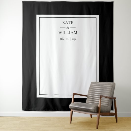 Tenture Photo Booth Mariage noir et blanc (En situation)