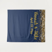 Tenture Photo Booth Mariage sur mesure Marine & Gold (Devant (Horizontal))