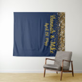 Tenture Photo Booth Mariage sur mesure Marine & Gold (En situation (horizontale))