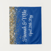 Tenture Photo Booth Prop de Mariage Blue Gold personnalisé (Devant)