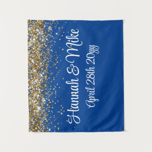 Tenture Photo Booth Prop de Mariage Blue Gold personnalisé (Devant)