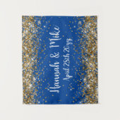 Tenture Photo Booth Prop de Mariage Blue Gold personnalisé (Devant)