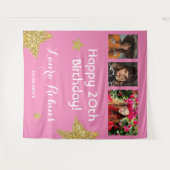 Tenture Photo Collage 20th Birthday Party Gold fond (Devant (Horizontal))