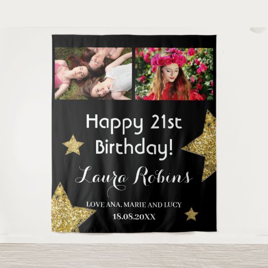 Tenture Photo Collage 21e anniversaire de fête Contexte (Devant)
