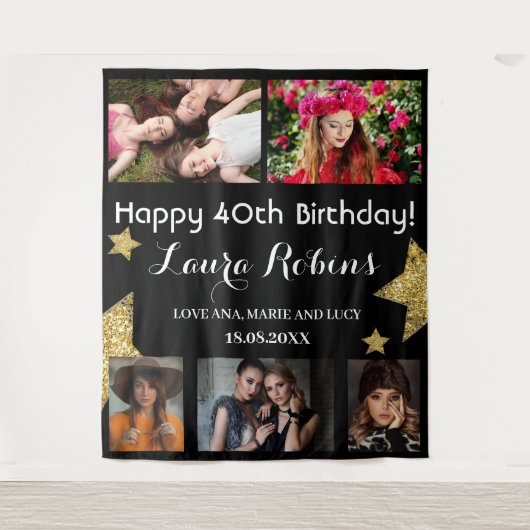 Tenture Photo Collage 40th Birthday Party Contexte (Devant)