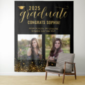 Tenture Photo Collage Graduation Booth Gold fond (En situation)