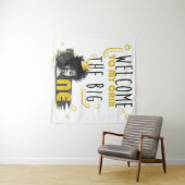 Tenture Photo d'anniversaire Noir Blanc Jaune Bienvenue (En situation (horizontale))