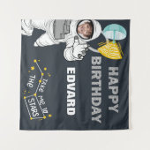 Tenture Photo d'astronaute dans l'espace joyeux anniversai (Devant (Horizontal))