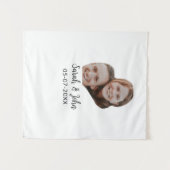 Tenture Photo de couple avec nom et date simple mariage (Devant (Horizontal))