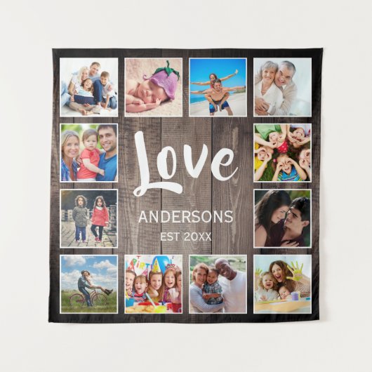 Tenture Photo de Custom Collage Rustic Farmhouse Love Fami (Devant)