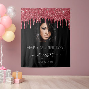 Tenture Photo de fête d'anniversaire avec gouttes de paill