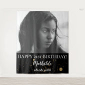 Tenture Photo de fête d'anniversaire Noir et or fond (Devant)