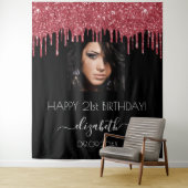 Tenture Photo de fête d'anniversaire noir rouge paillettes (En situation)