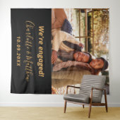 Tenture Photo de fête d'engagement noir or (En situation (horizontale))