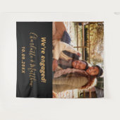 Tenture Photo de fête d'engagement noir or (Devant (Horizontal))