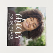 Tenture Photo de fête du 30e anniversaire Scripts blancs (Devant (Horizontal))