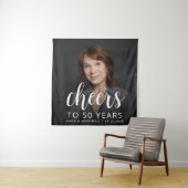 Tenture Photo de fête du 50e anniversaire Scripts blancs (En situation)