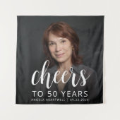 Tenture Photo de fête du 50e anniversaire Scripts blancs (Devant)