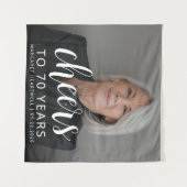 Tenture Photo de fête du 70e anniversaire Jeu blanc (Devant (Horizontal))